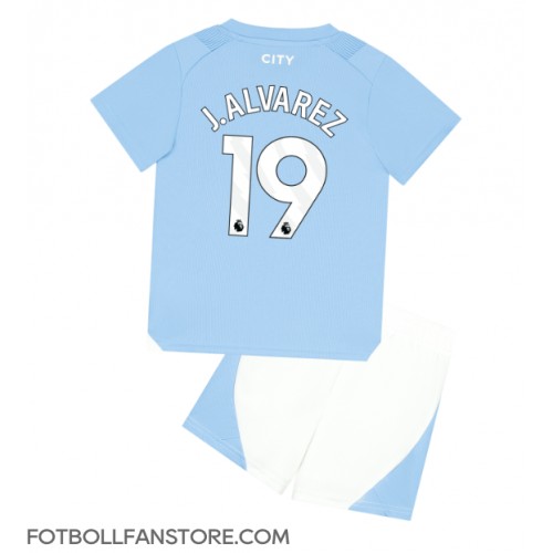 Manchester City Julian Alvarez #19 Barnkläder Hemma matchtröja till baby 2023-24 Kortärmad (+ Korta byxor) Billigt